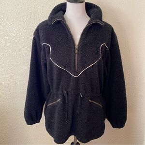 Schaefer Outfitter Vintage Borg Fleece Pullover Jacket Collared Black White: M